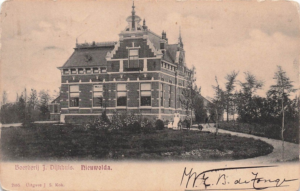 JP067 Nieuwolda Groningen Boerderij Dijkhuis 1905, Verzenden, Voor 1920, Gelopen, Groningen