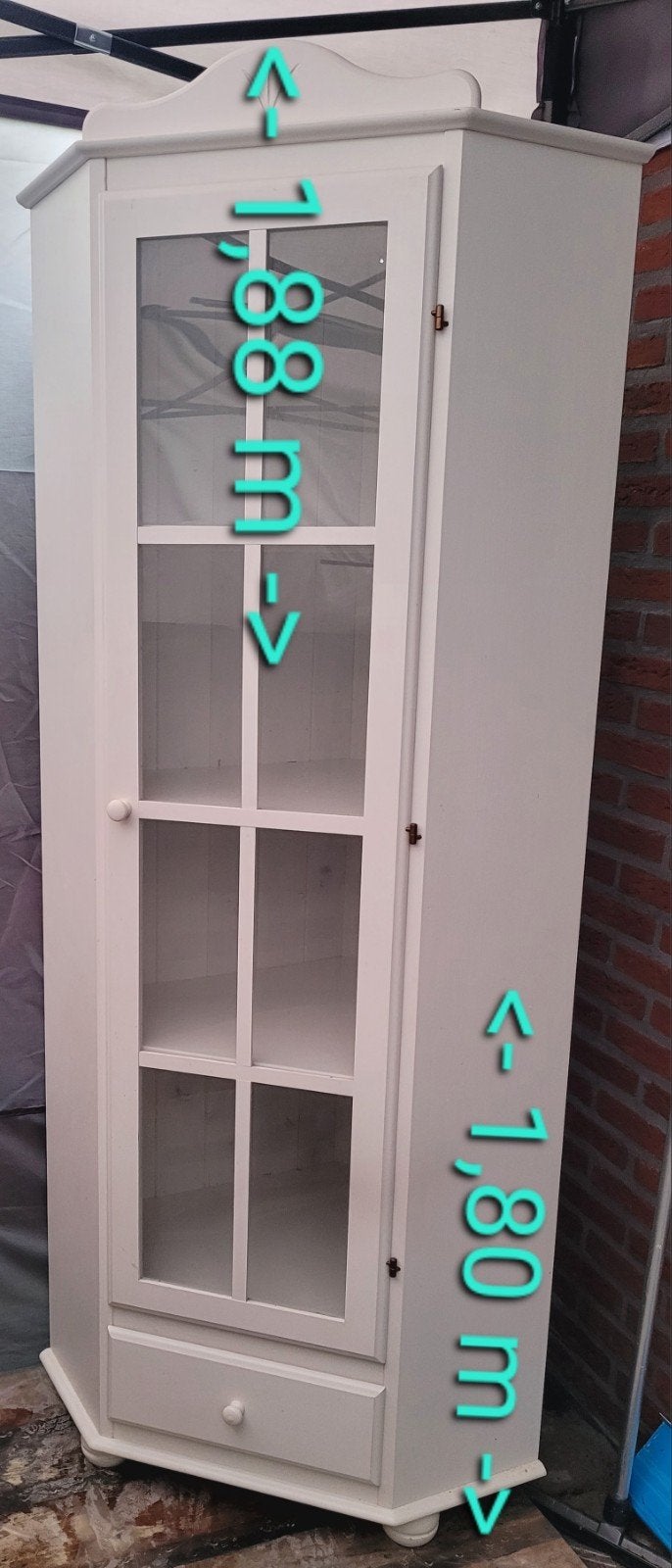 Ikea Åbo Vitrine Hoekkast met Lade, wit, Ophalen, Gebruikt