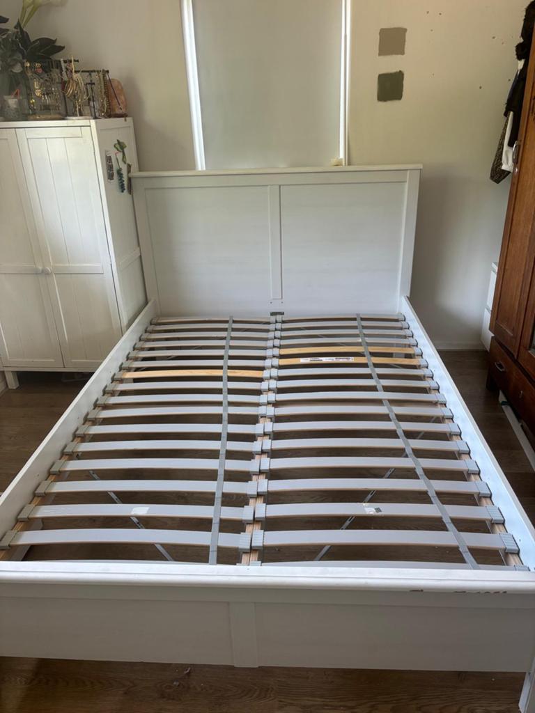 Bed 2 persoons, Ophalen, Gebruikt, Wit, Tweepersoons