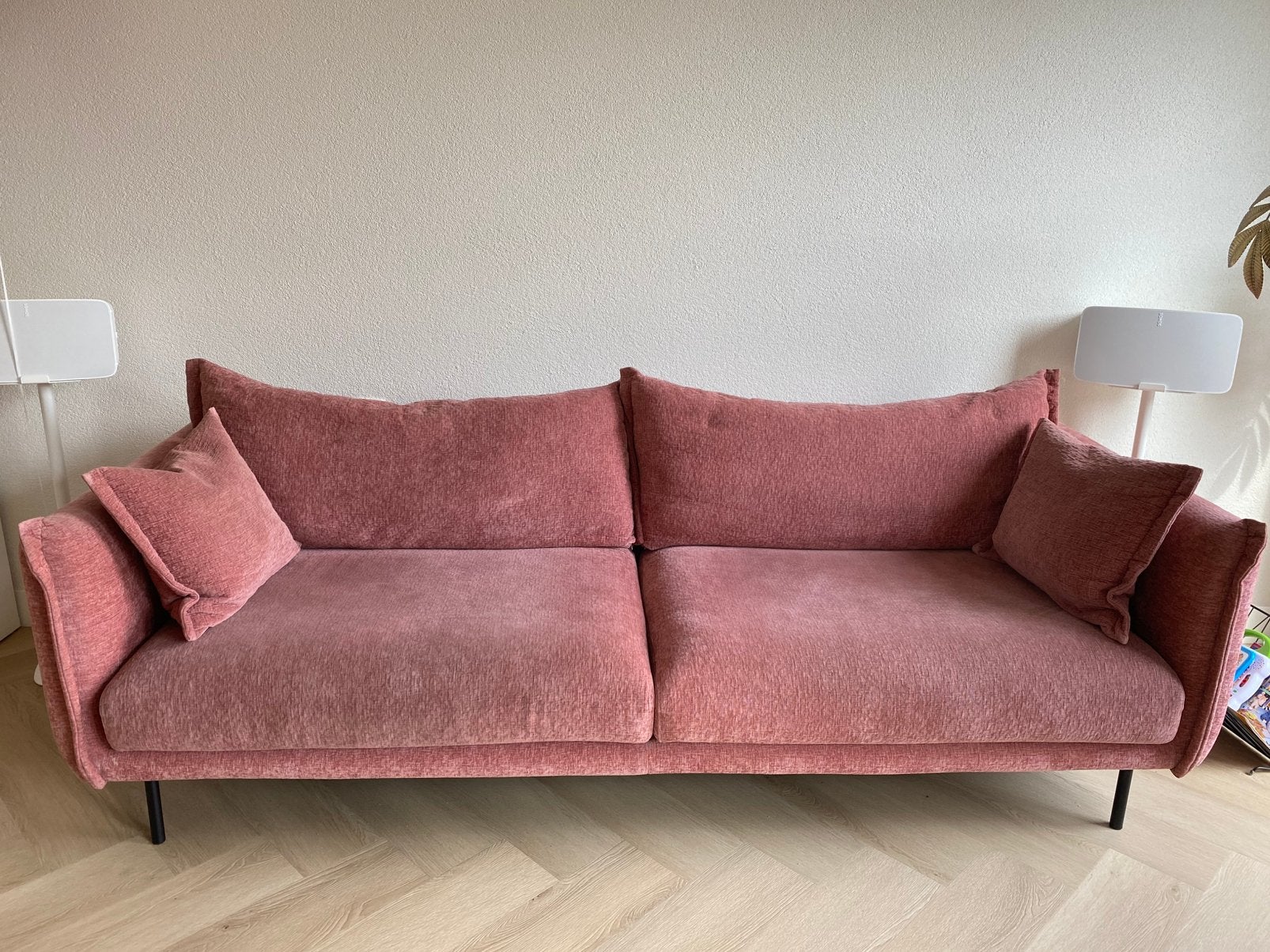 Gestoffeerde roze bank, Ophalen, Gebruikt, Driepersoons, 75 tot 100 cm