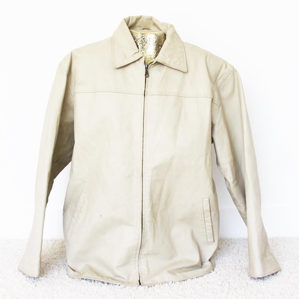 Warm Gevoerde Leren Lucky Leather Vintage Jas* (L) € 45,-, Beige, Maat 42/44 (L), Ophalen of Verzenden, Zo goed als nieuw