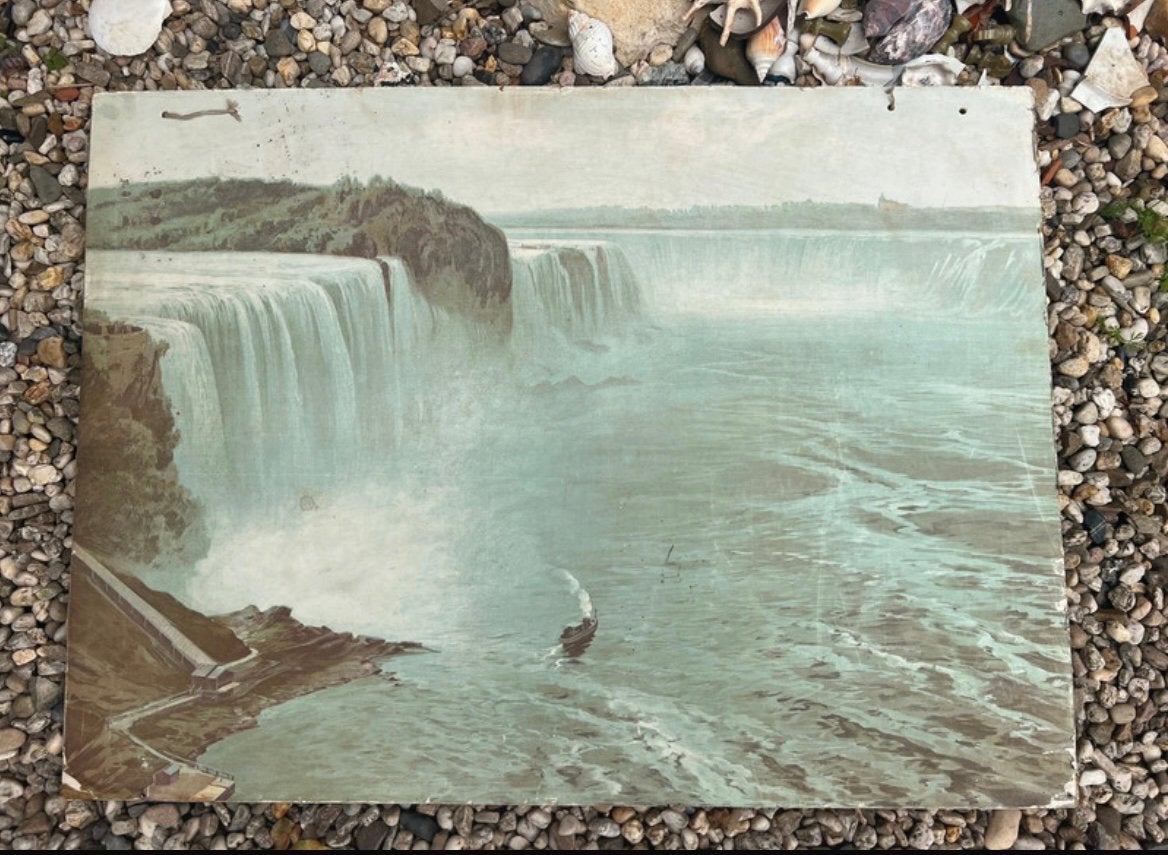Schoolplaat Niagara waterval  79 cm bij 57,5 cm, Antiek en Kunst, Ophalen of Verzenden, Overige thema's