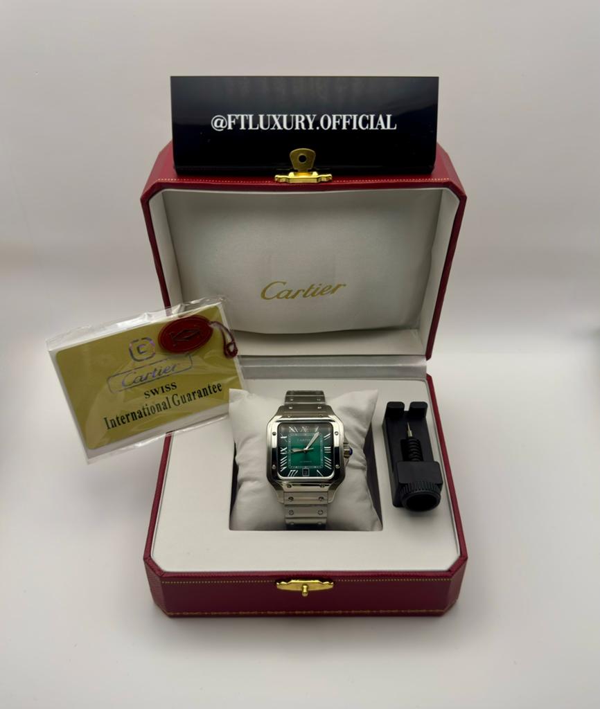 Cartier santos Large Groen, Ophalen of Verzenden, Zo goed als nieuw, Groen, Jongen of Meisje