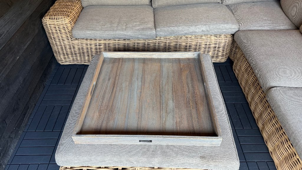 Kees Smit houten Butler Tray 100x100 cm – grote serveertray, Ophalen, Zo goed als nieuw, Met handvatten, Hout