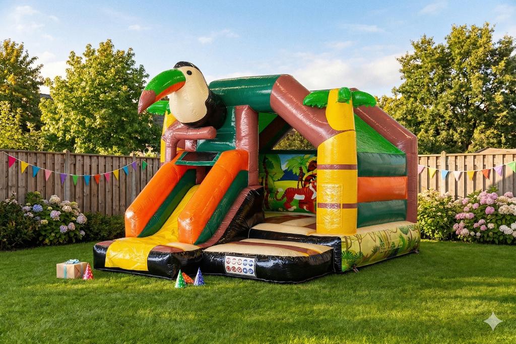 Springkussen Jungle huren | Met Glijbaan!, Ophalen, Zo goed als nieuw, Overige