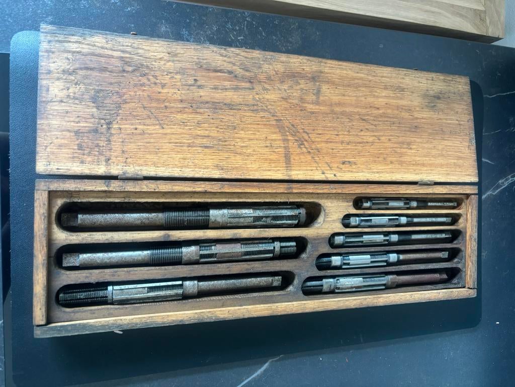 Vintage verstelbare ruimers L.O. Beard in houten doos, Ophalen of Verzenden, Gebruikt
