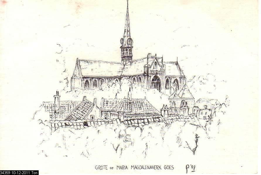 Ansichtkaart 	Goes	Grote of Maria Magdalenekerk, Verzamelen, Ansichtkaarten | Nederland, Verzenden, 1980 tot heden, Gelopen, Zeeland