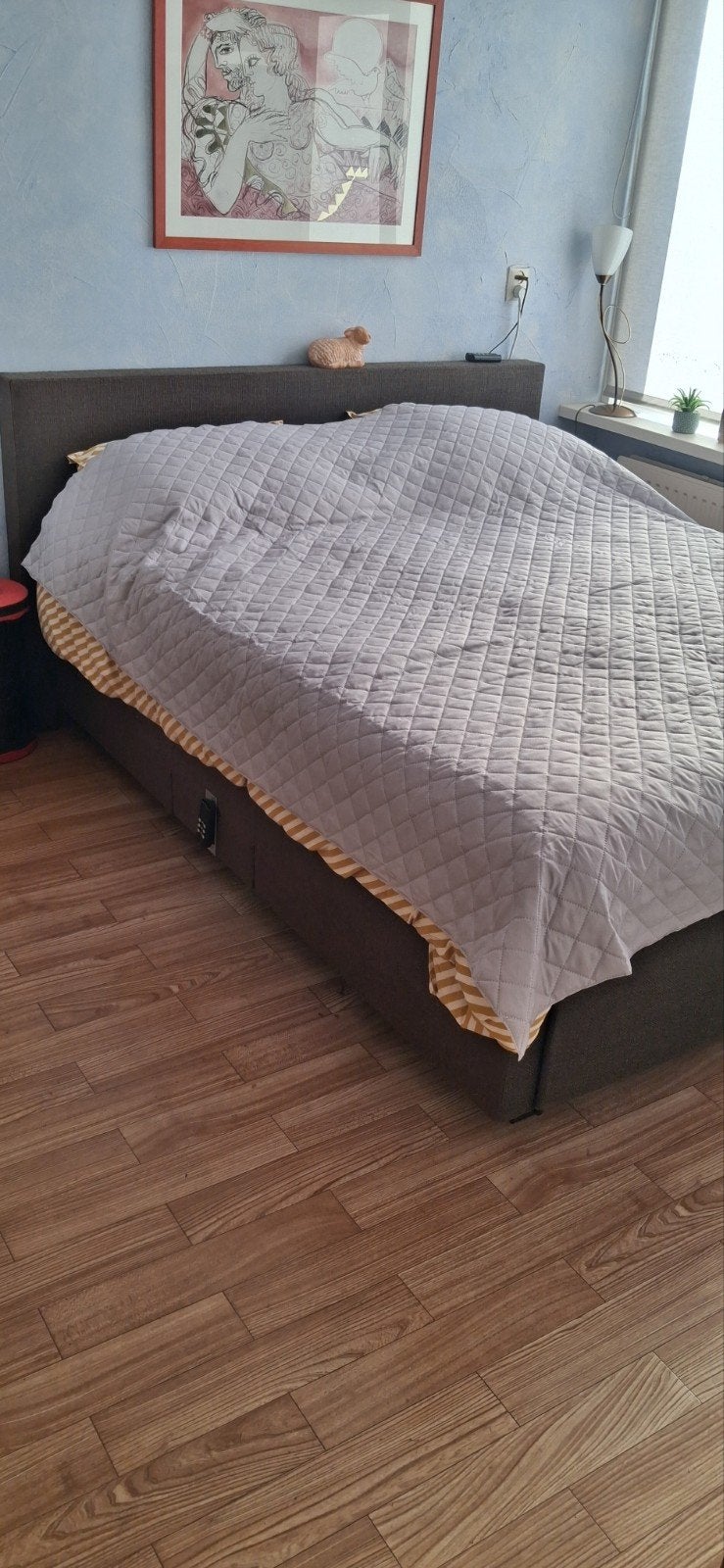 Elektrische Boxspring Bruin 160x200 met Afstandsbediening, Ophalen, Gebruikt, Bruin, Tweepersoons
