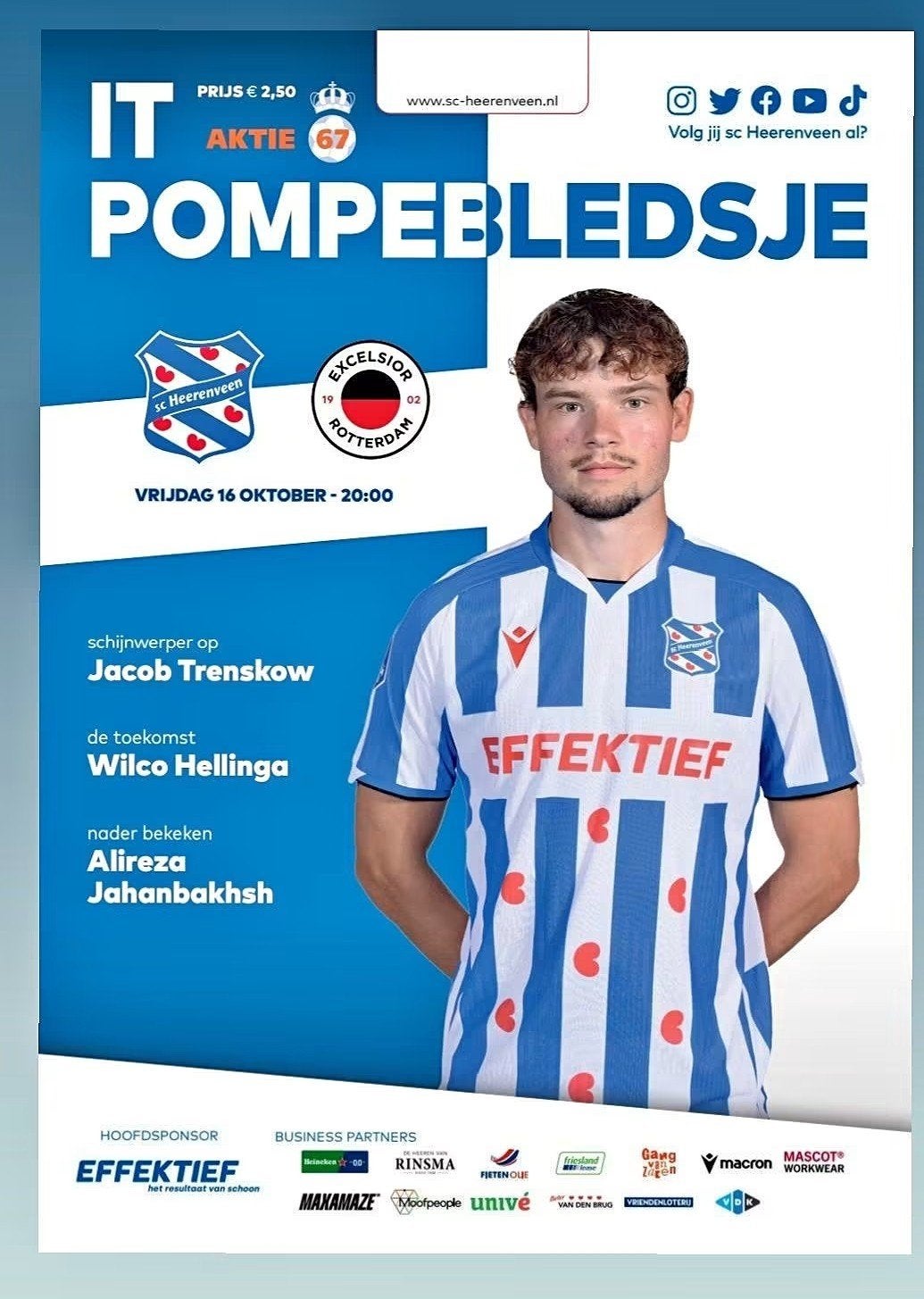 Programmaboekje SC HEERENVEEN - EXCELSIOR 16-10-2026, Ophalen of Verzenden, Nieuw, Overige binnenlandse clubs, Boek of Tijdschrift
