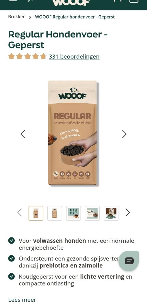 Hondenvoer Wooof Regular 18kg, Dieren en Toebehoren, Dierenvoeding, Ophalen, Hond