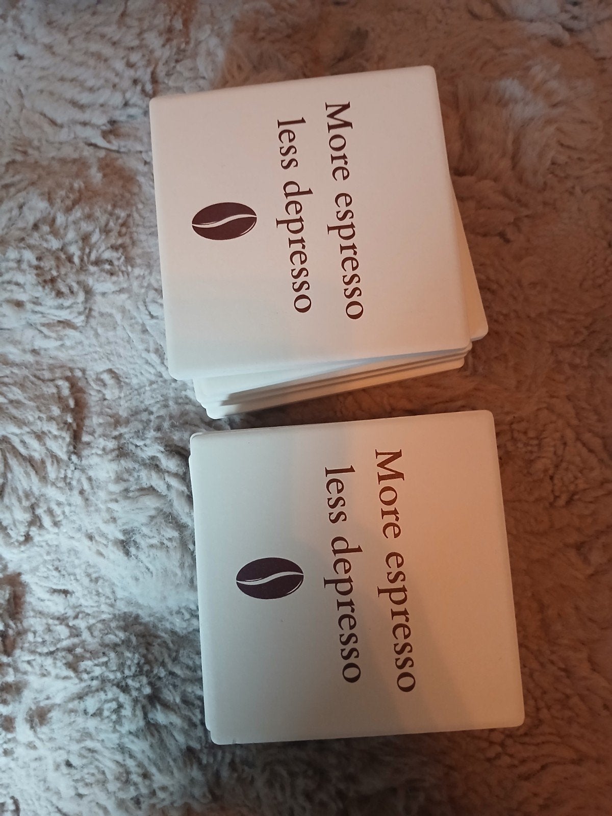 10x Onderzetters 'More espresso less depresso', Ophalen of Verzenden