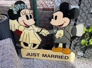 huwelijk trouwen mickey en minnie mouse bord te koop, Ophalen, Zo goed als nieuw, Versiering, Geboorte of Huwelijk