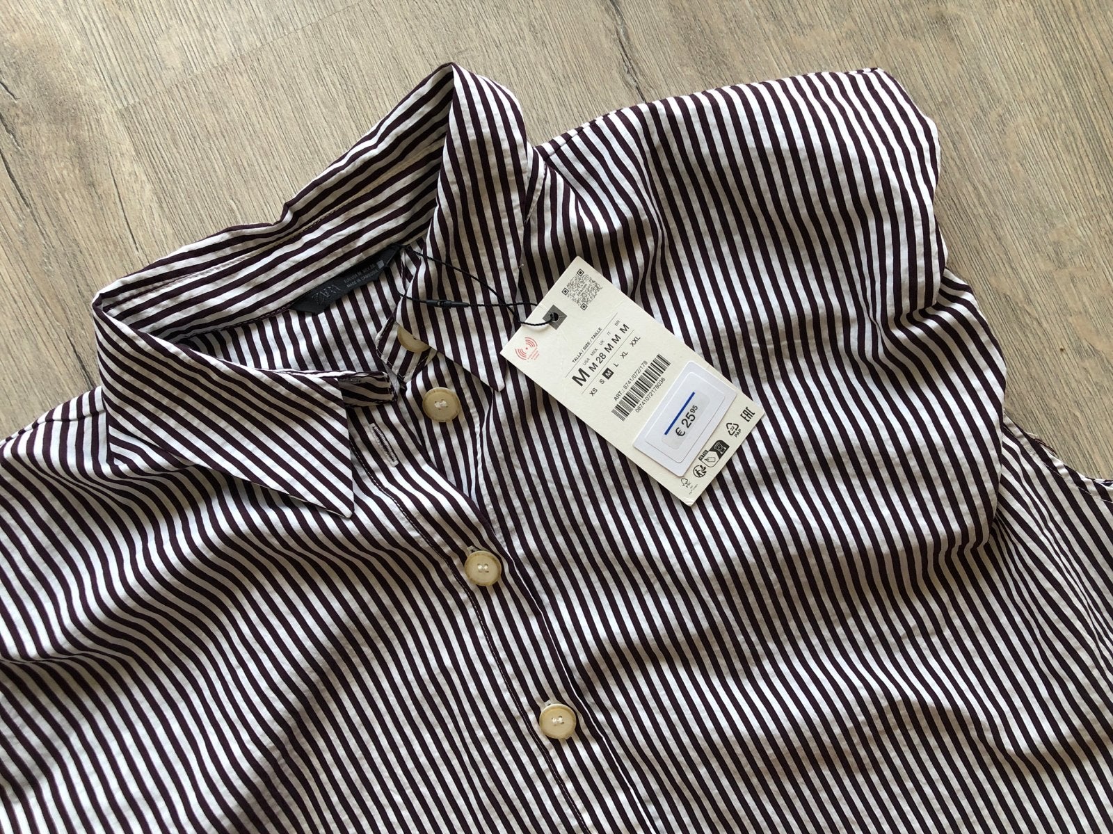 Nieuwe Zara blouse oversized pofmouwen L (valt als M), Ophalen of Verzenden, Nieuw, Maat 42/44 (L), Bruin