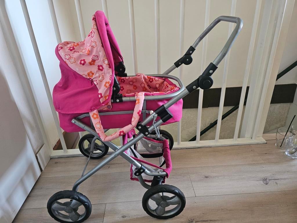 Roze inklapbare poppenwagen met boodschappenmandje, Ophalen of Verzenden