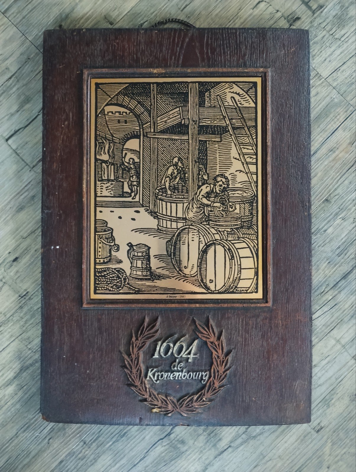 vintage Kronenbourgh bier reclamebord, Ophalen of Verzenden, Gebruikt, Reclamebord, Plaat of Schild, Overige merken