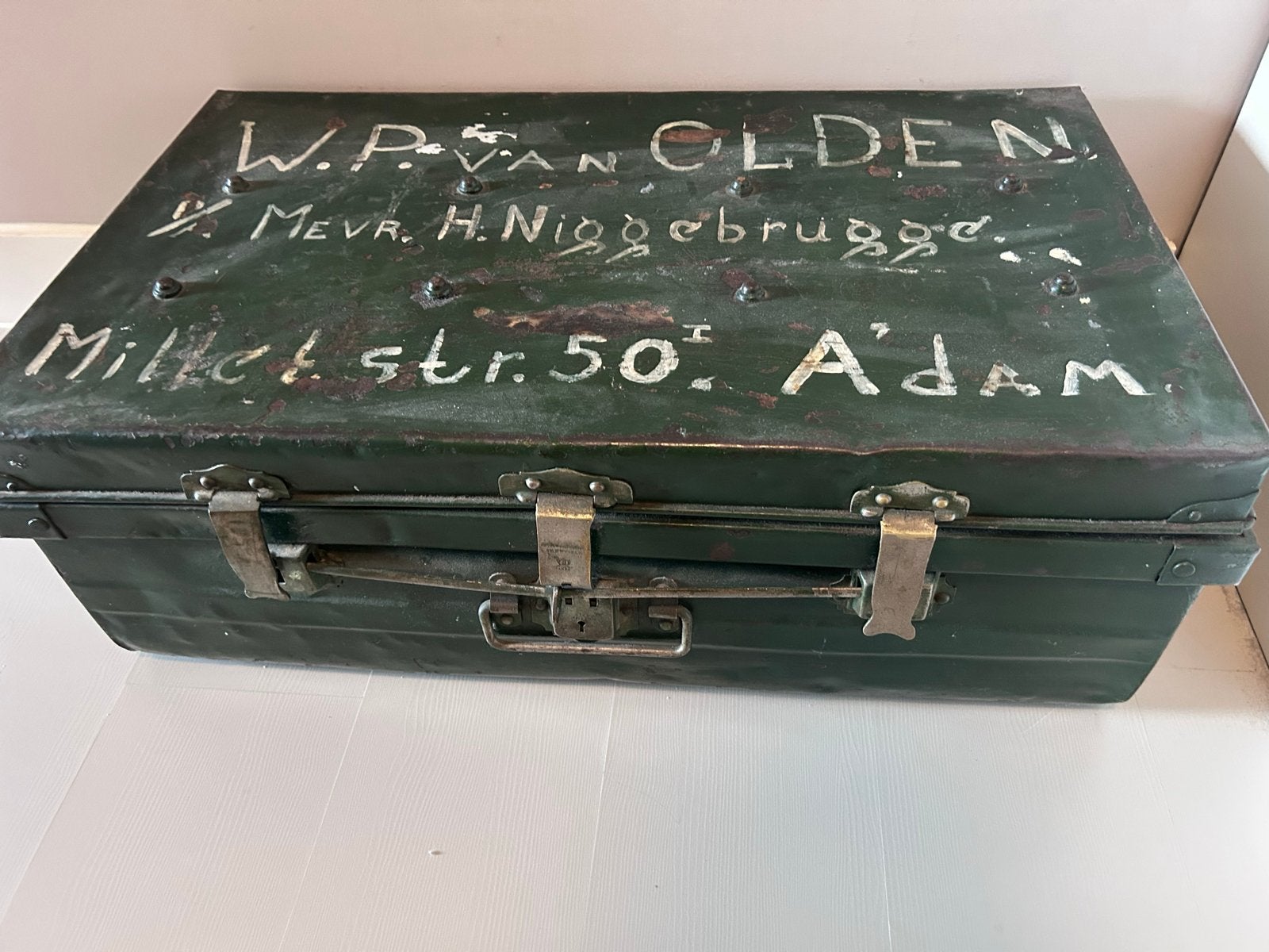 Antieke Legerkist / Opbergkist - Vintage Militair Design, Ophalen