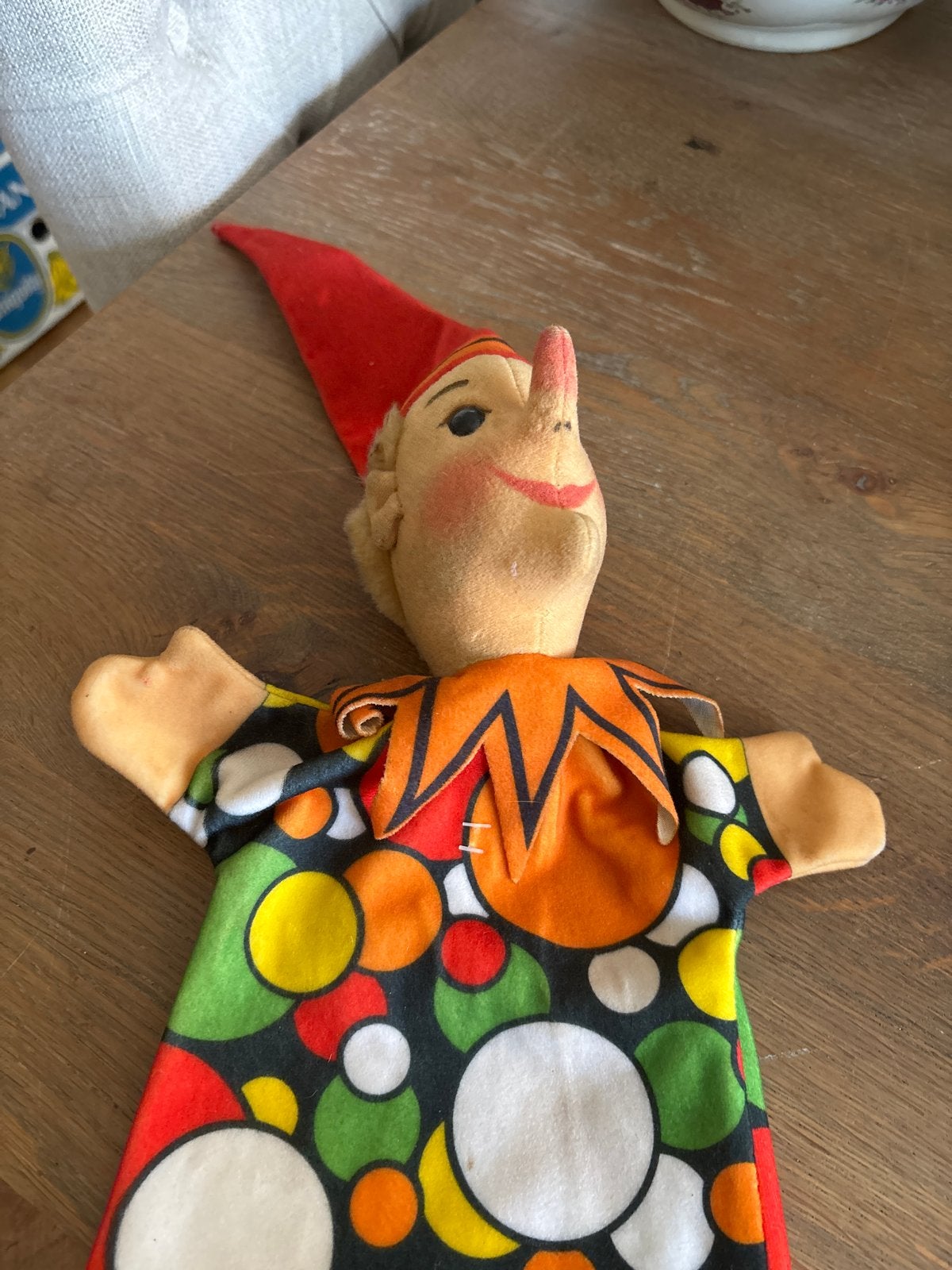 Steiff jsn klaasen handpop en vrolijke stippen, Ophalen of Verzenden, Gebruikt, Overige typen