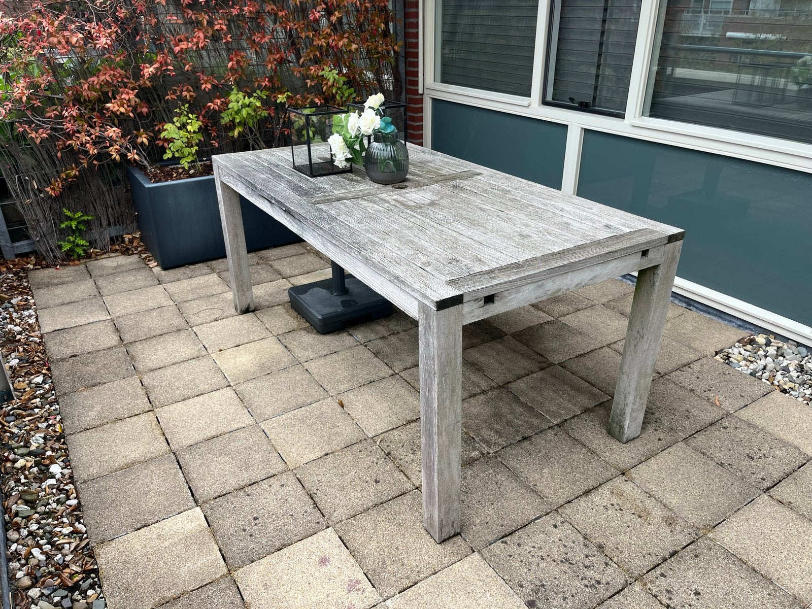 Robuuste Teakhouten Tuintafel 175x80 cm, Ophalen, Gebruikt, Rechthoekig, Teakhout
