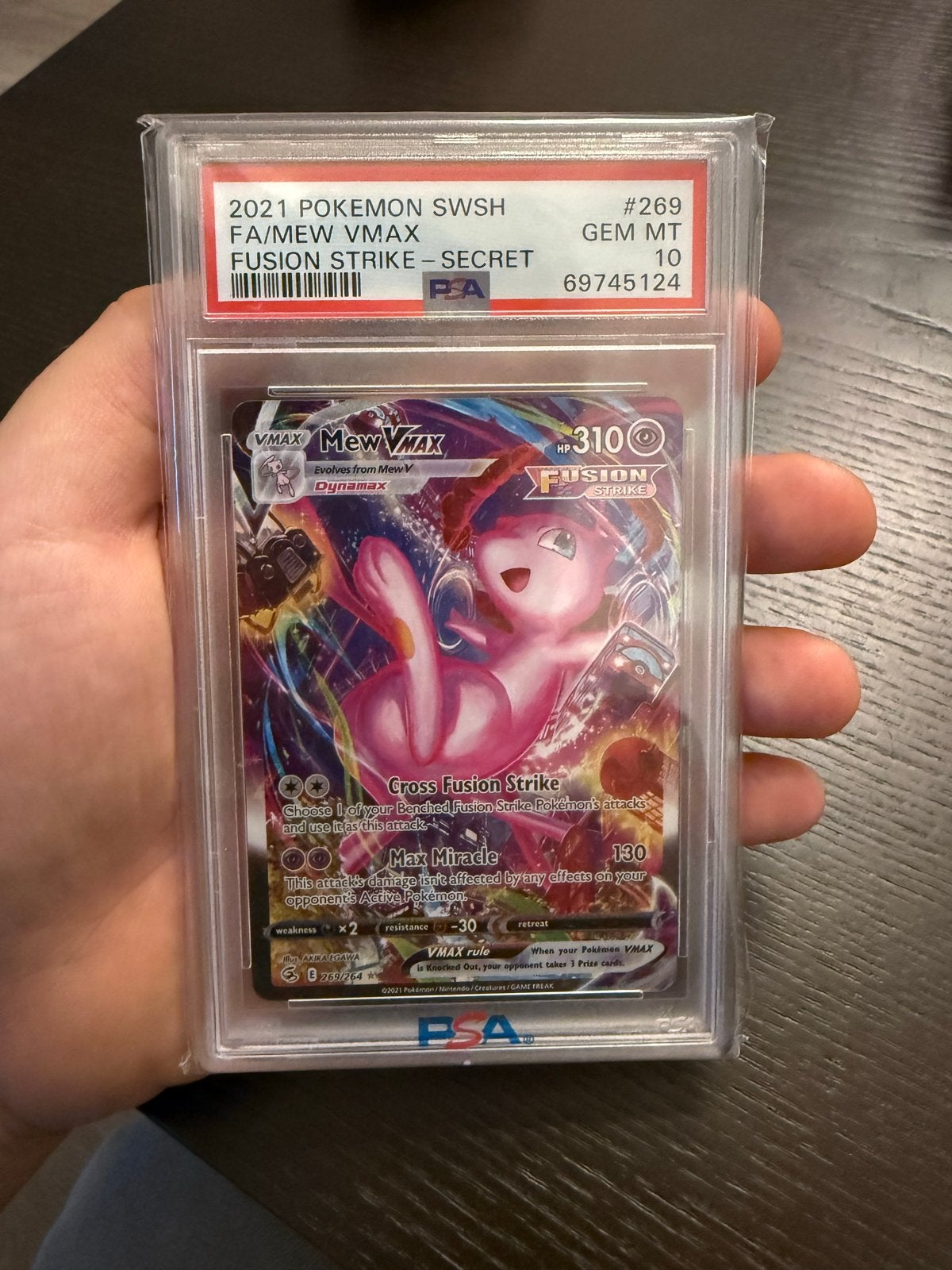Mew VMAX #269 - PSA 10 Pokémon Kaart - Fusion Strike, Hobby en Vrije tijd, Ophalen of Verzenden, Nieuw, Losse kaart