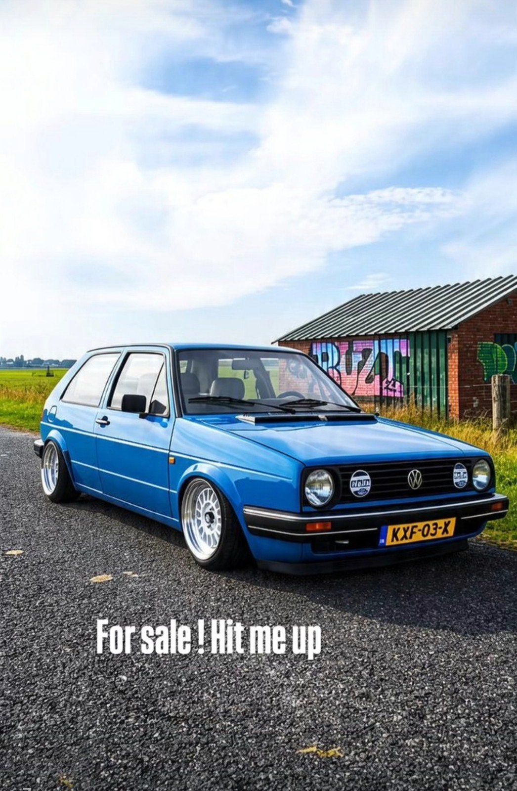 Golf 2 1985 | Miami Blue | Air Lift | HTN rennsport, Stof, 54 pk, 4 cilinders, Blauw