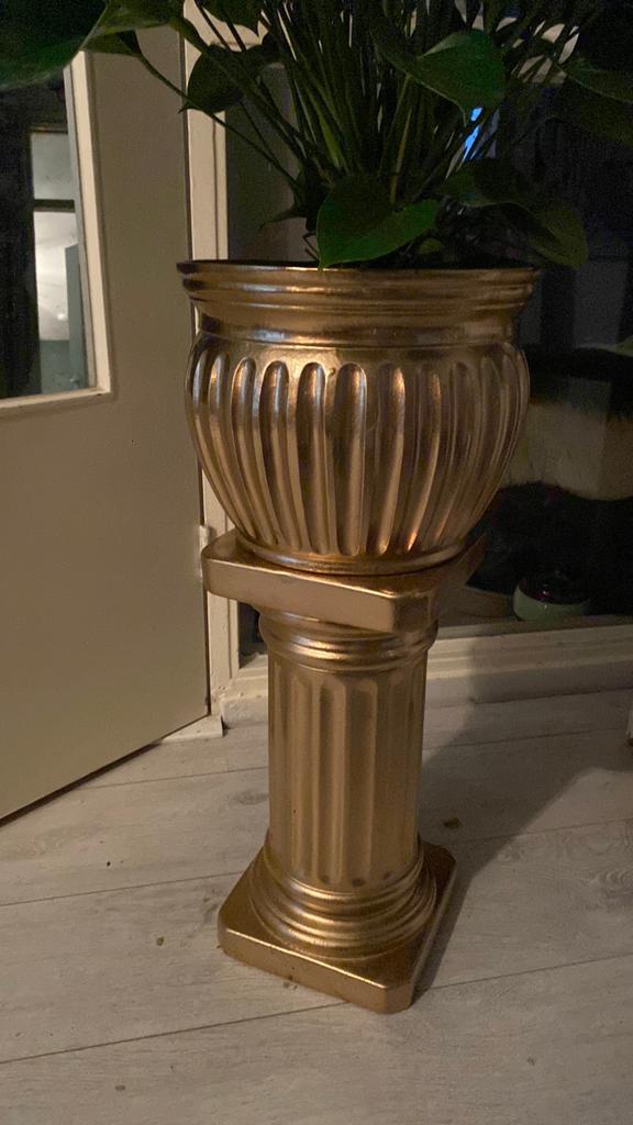 Pilaar en pot, Huis en Inrichting, Kamerplanten, Ophalen, Halfschaduw, Minder dan 100 cm
