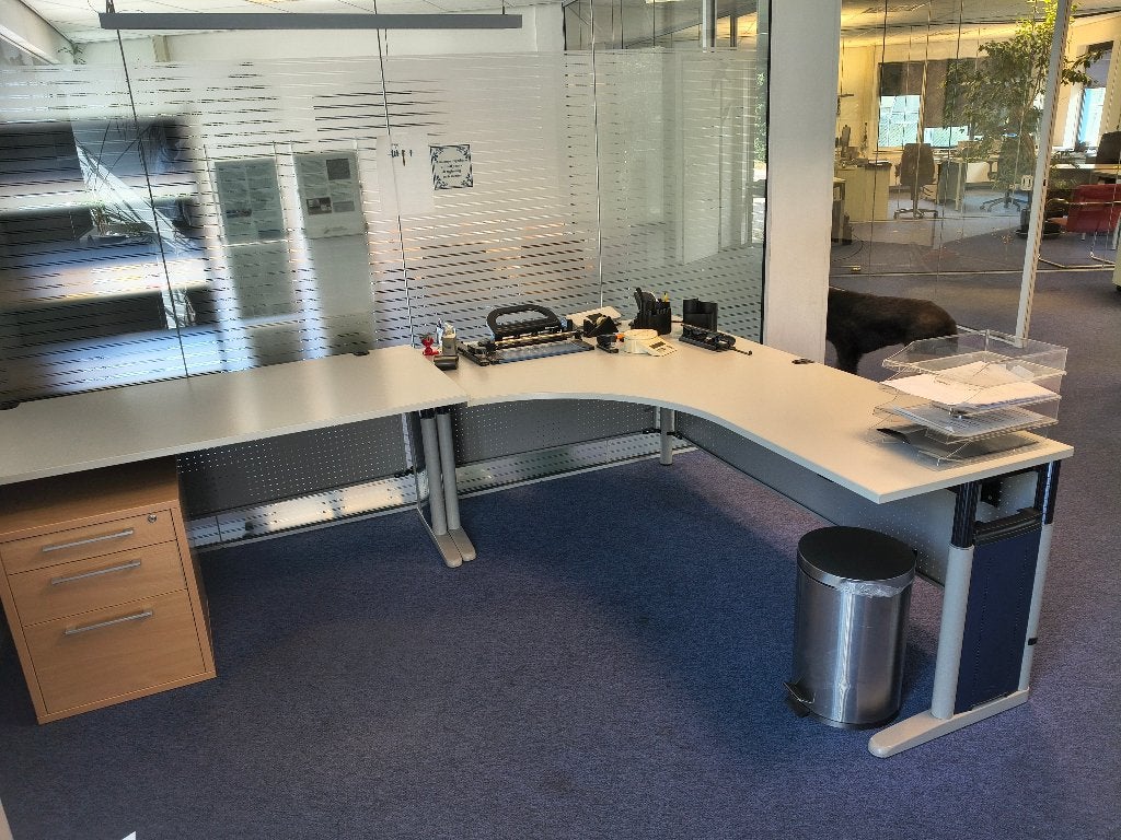 Hoekbureau met ladenkast, Receptie of Entree, Ophalen of Verzenden, Gebruikt, Tafel