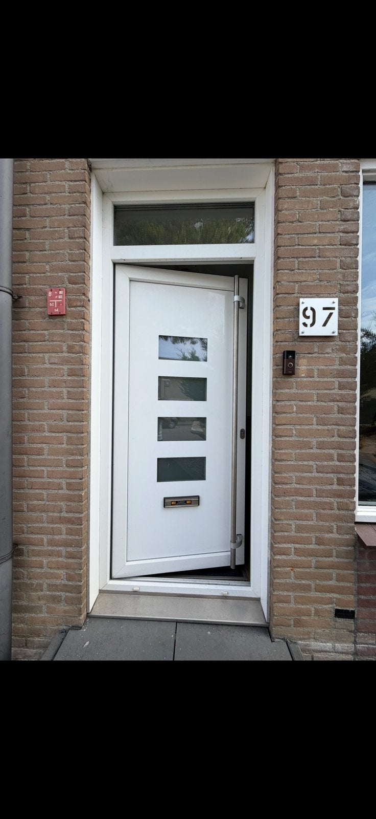 Kunststof voordeur compleet met kozijn 260 x 106 cm, Kunststof, Gebruikt, Deurkozijn, 150 tot 225 cm