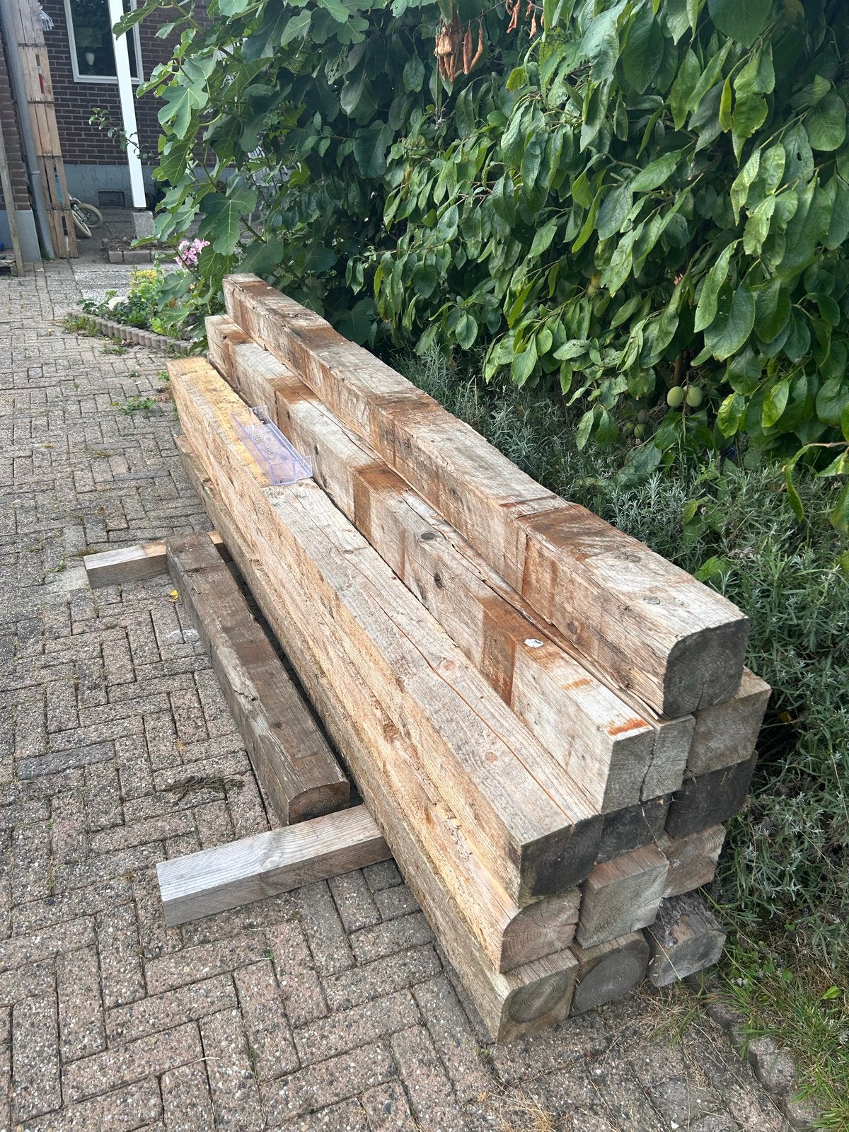 houten balken, Doe-het-zelf en Verbouw, Hout en Planken, Ophalen, Gebruikt, 250 tot 300 cm, 50 mm of meer