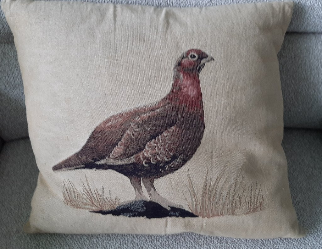 Prachtig geweven Patrijsvogel kussen, Gebruikt, Meerkleurig, Sierkussen, Rechthoekig
