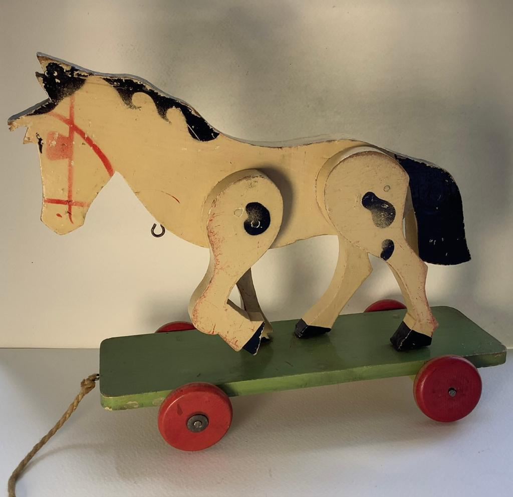 Antiek trek-paard, hout, jaren ‘50-‘60, Antiek en Kunst, Ophalen of Verzenden