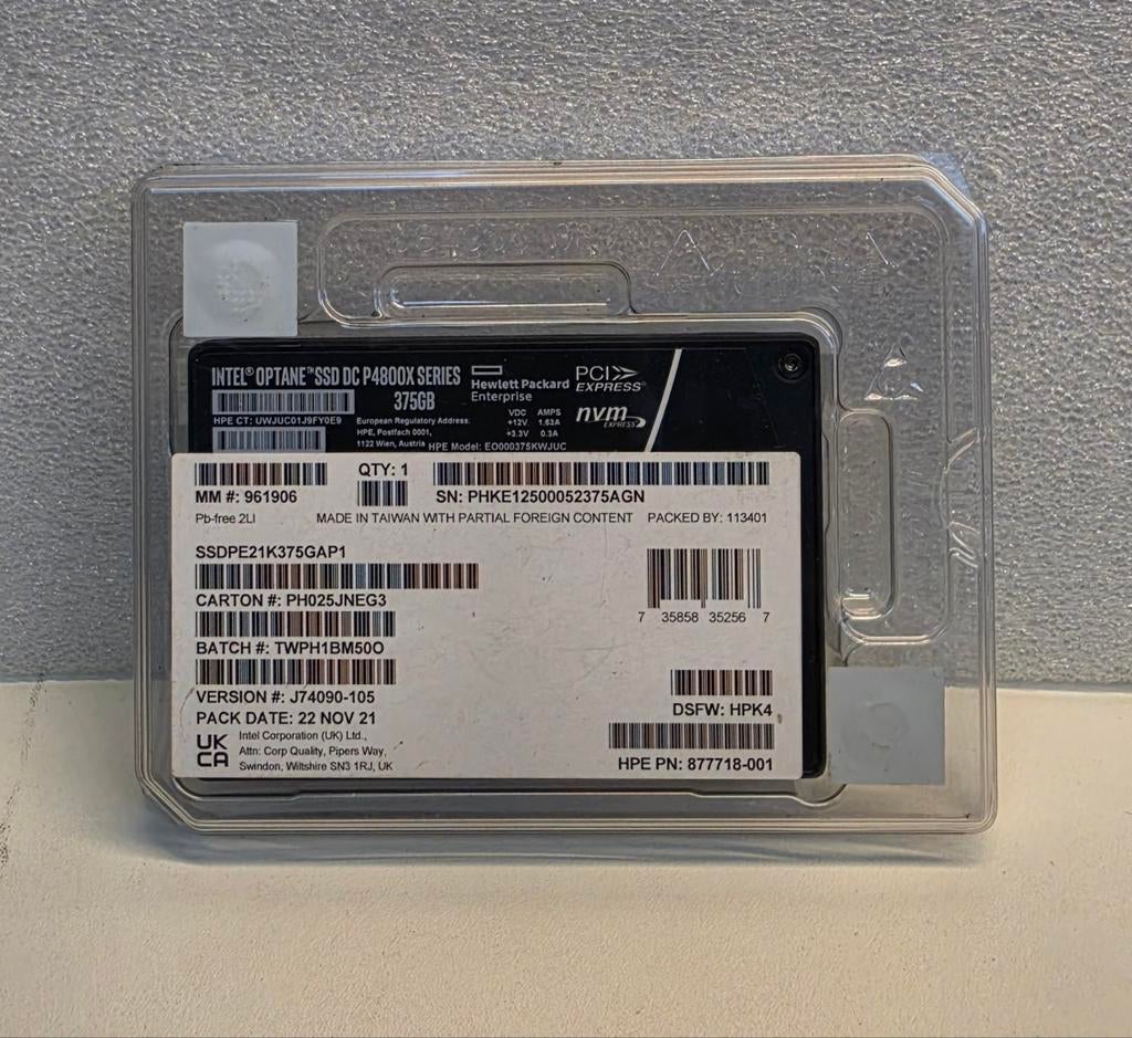 Intel Optane SSD DC P4800X Series 375GB PCIe NVMe, Computers en Software, Harde schijven, Intern, Server, SSD, Ophalen of Verzenden