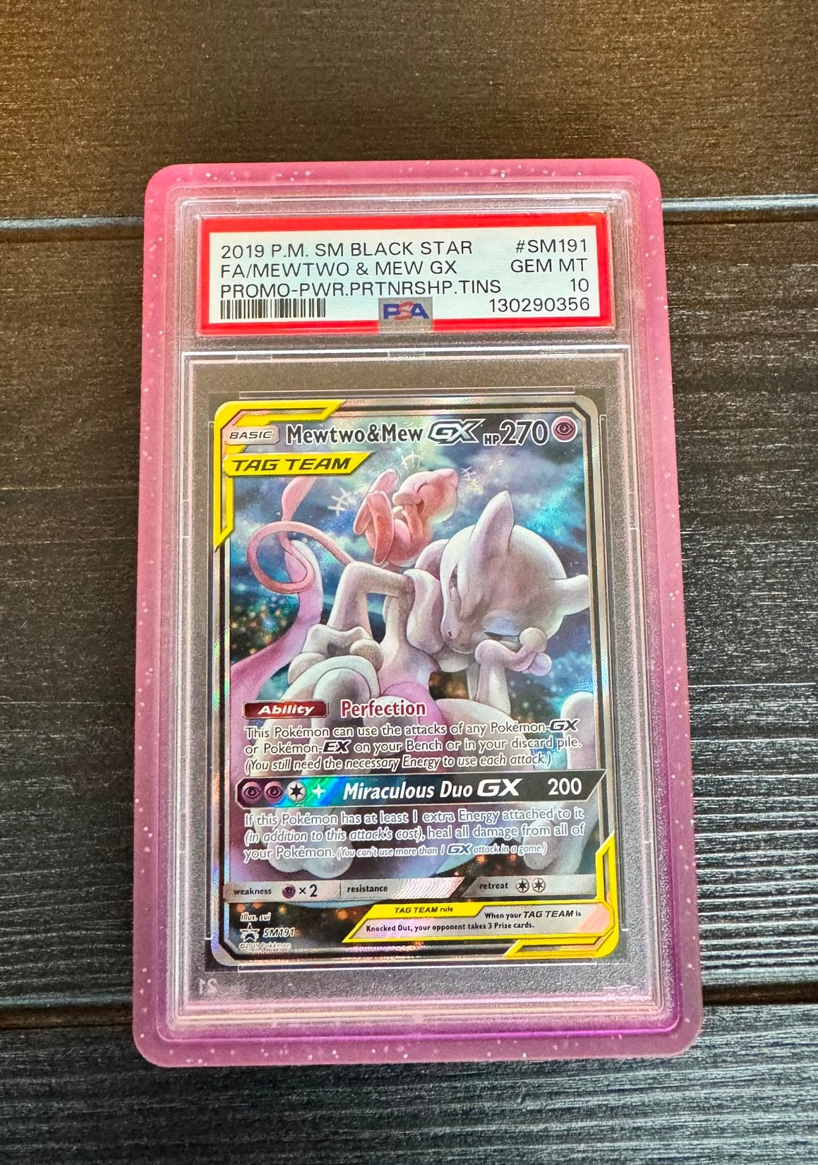 Mewtwo & Mew GX SM191 tag team - PSA10, Ophalen of Verzenden, Zo goed als nieuw