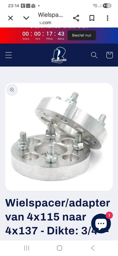 Gezocht Wheel adapter of spacers ( foto is een voorbeeld), Ophalen of Verzenden