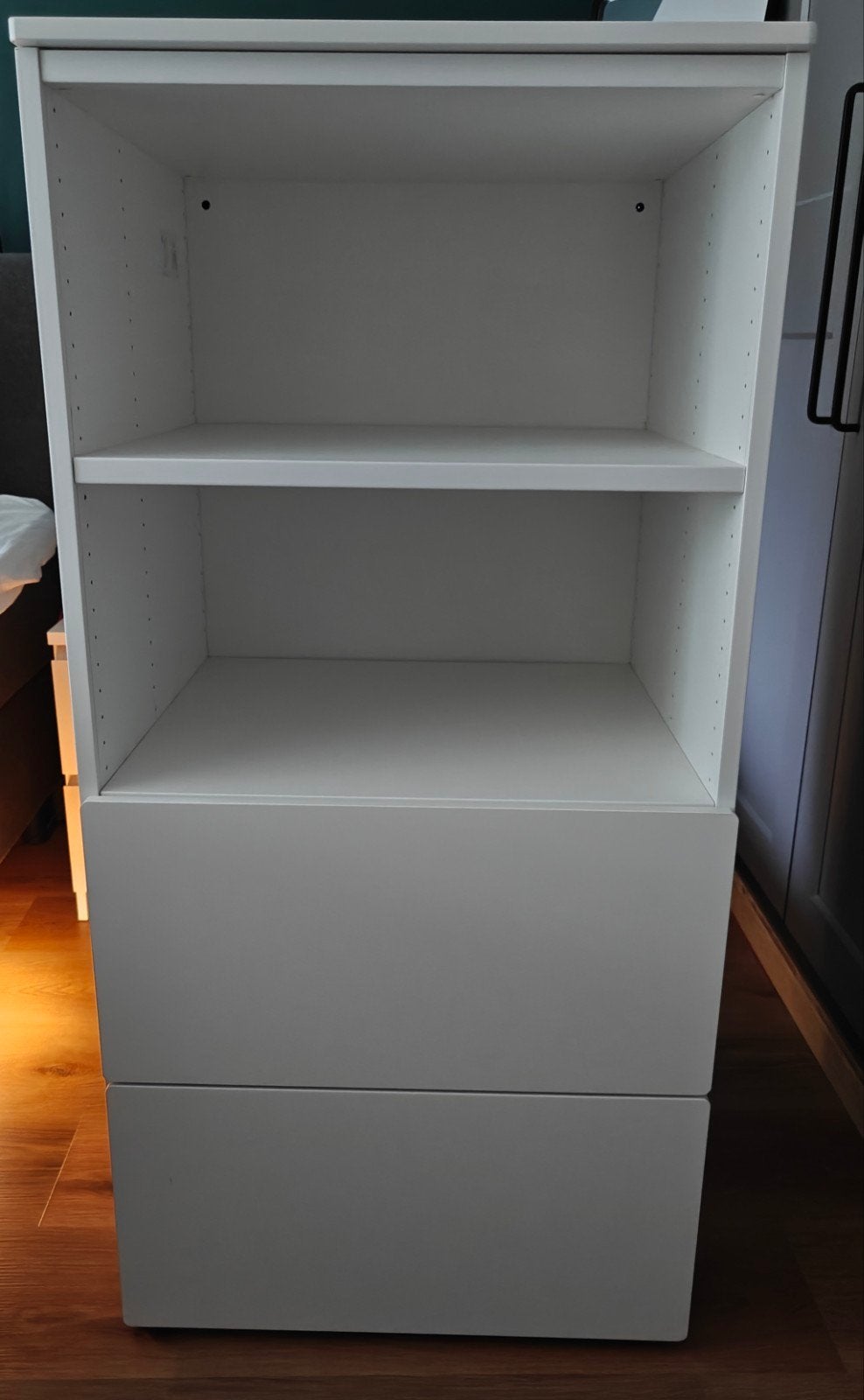 SMÅSTAD boekenkast wit met 2 lades, Ophalen, Met plank(en), Gebruikt, 100 tot 150 cm