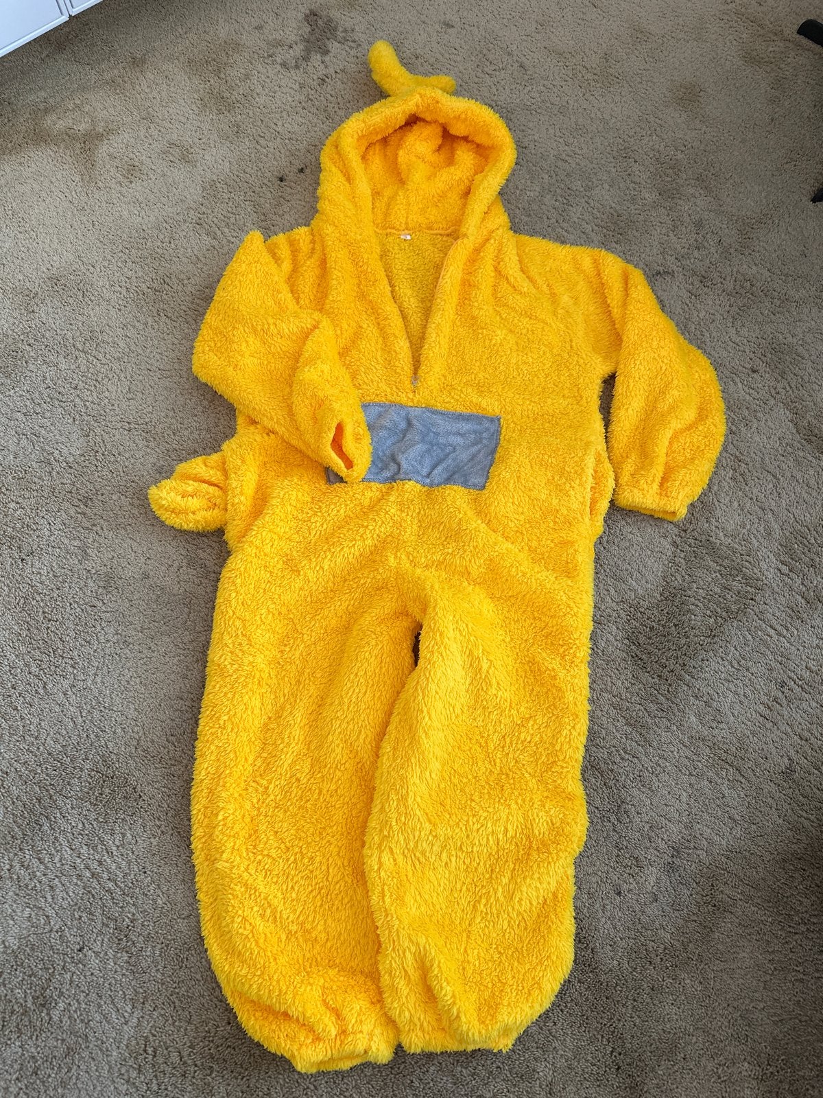 Gele Teletubbie kostuum - Laa-Laa onesie maat S, Ophalen of Verzenden, Gebruikt, 170 of groter, Jongen of Meisje