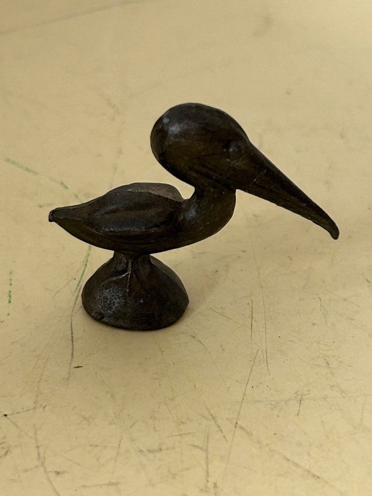 Vintage bronzen pelikaan miniatuur beeldje vogel 4 cm, Ophalen of Verzenden, Gebruikt, Dier