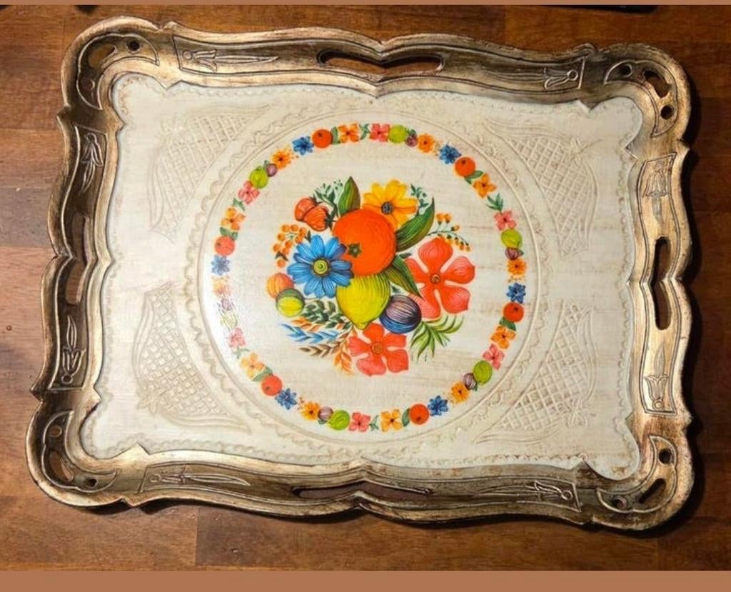 Florentijns Dienblad 41x32 cm, Huis en Inrichting, Woonaccessoires | Dienbladen, Ophalen of Verzenden, Zo goed als nieuw, Rechthoekig