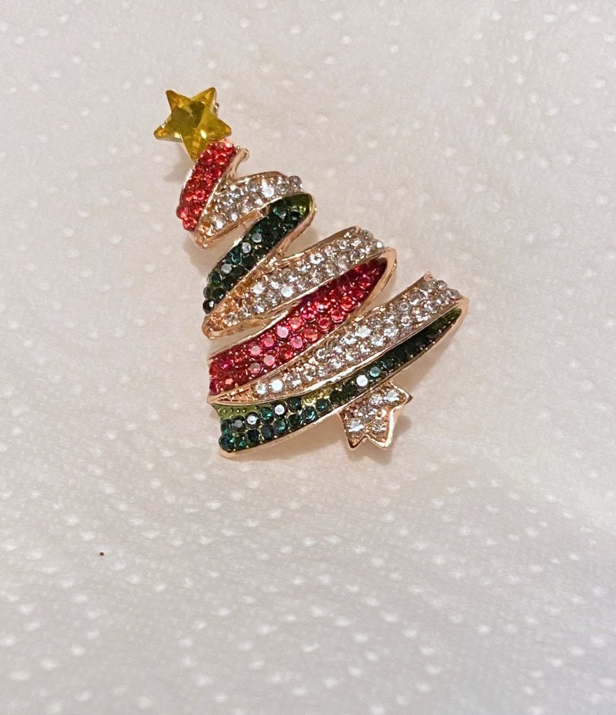 prachtige broche Kerstboom kleur rosé goud, broche klokjes, Ophalen of Verzenden, Nieuw