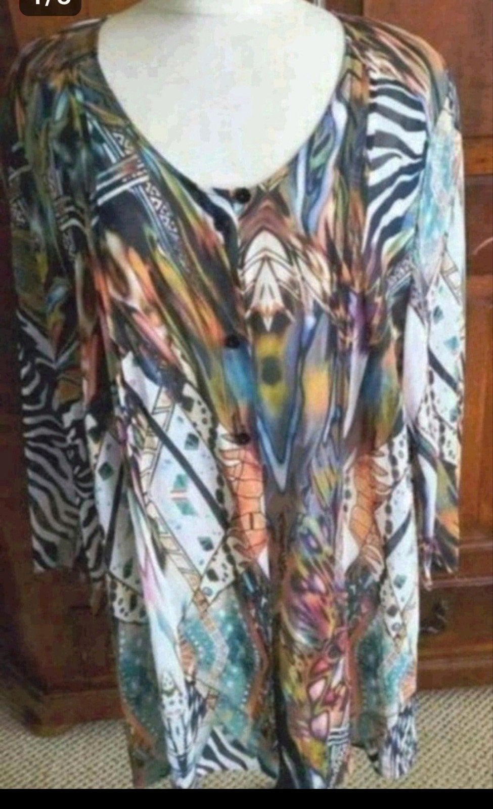 Bont gekleurde zebraprint blouse/tuniek Via Appia Due 54, Kleding | Dames, Grote Maten, Blouse of Tuniek, Zo goed als nieuw, Via Appia Due