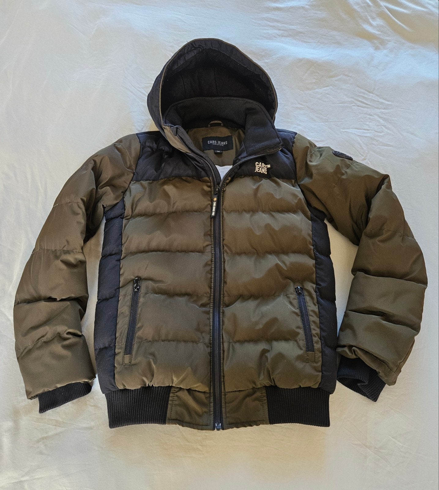 Cars Jeans winterjas maat 14, groen/zwart, zo goed als nieuw, Kinderen en Baby's, Ophalen of Verzenden, Zo goed als nieuw, Jas