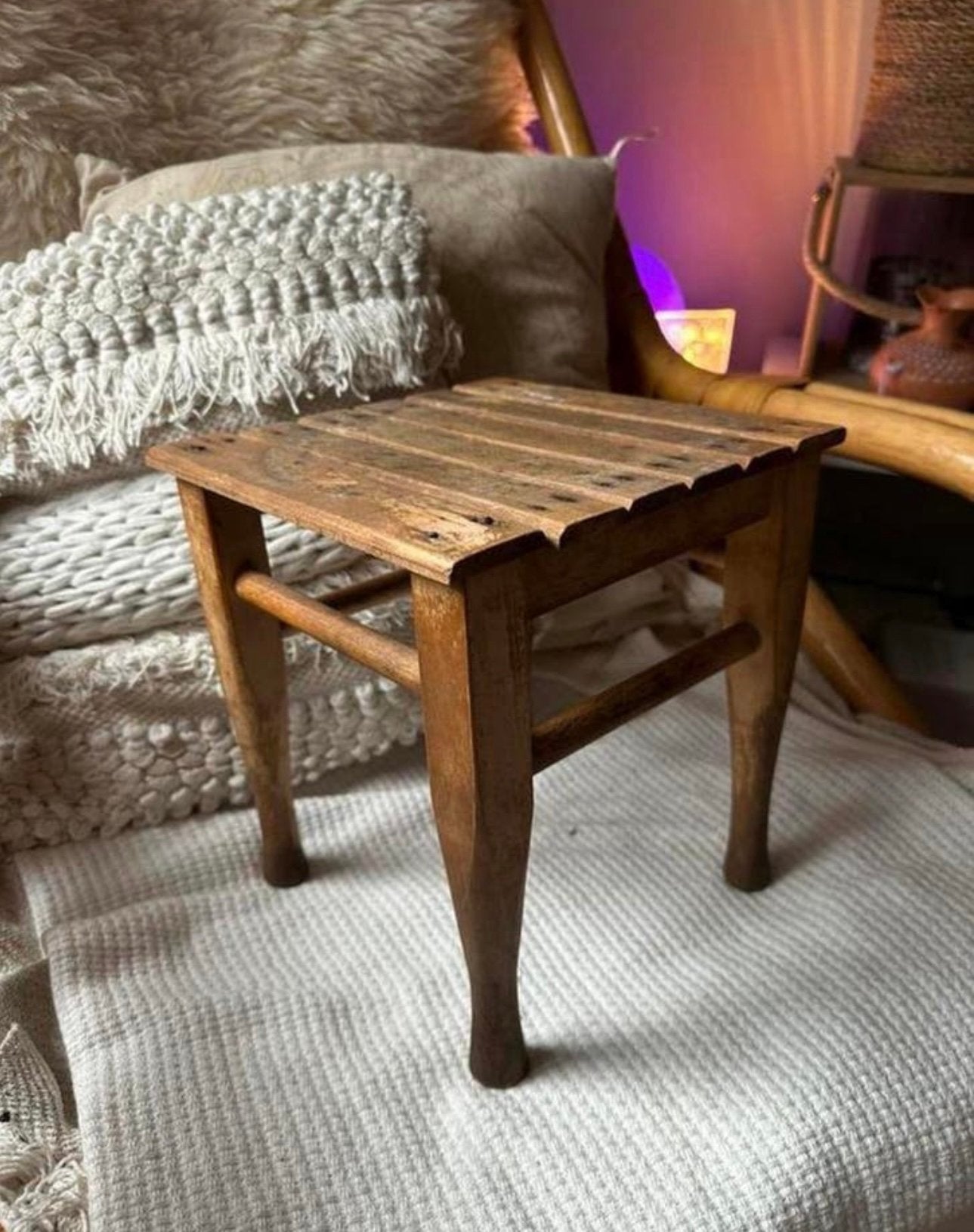 Antieke plantentafel van hout - vierkant model, Ophalen of Verzenden, Zo goed als nieuw, Hout