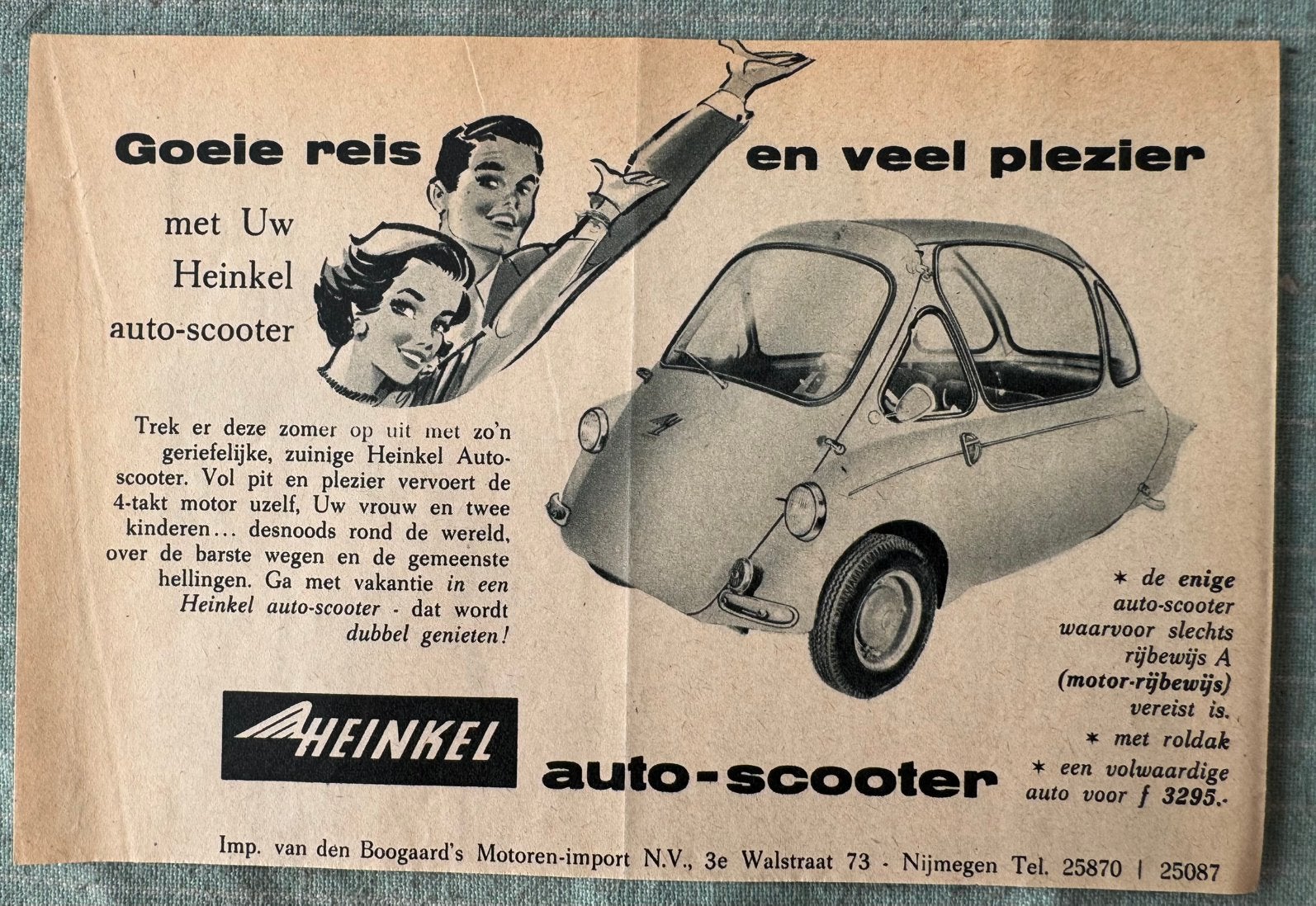 Advertentie Heinkel Auto scooter, Ophalen of Verzenden, Zo goed als nieuw, Auto's