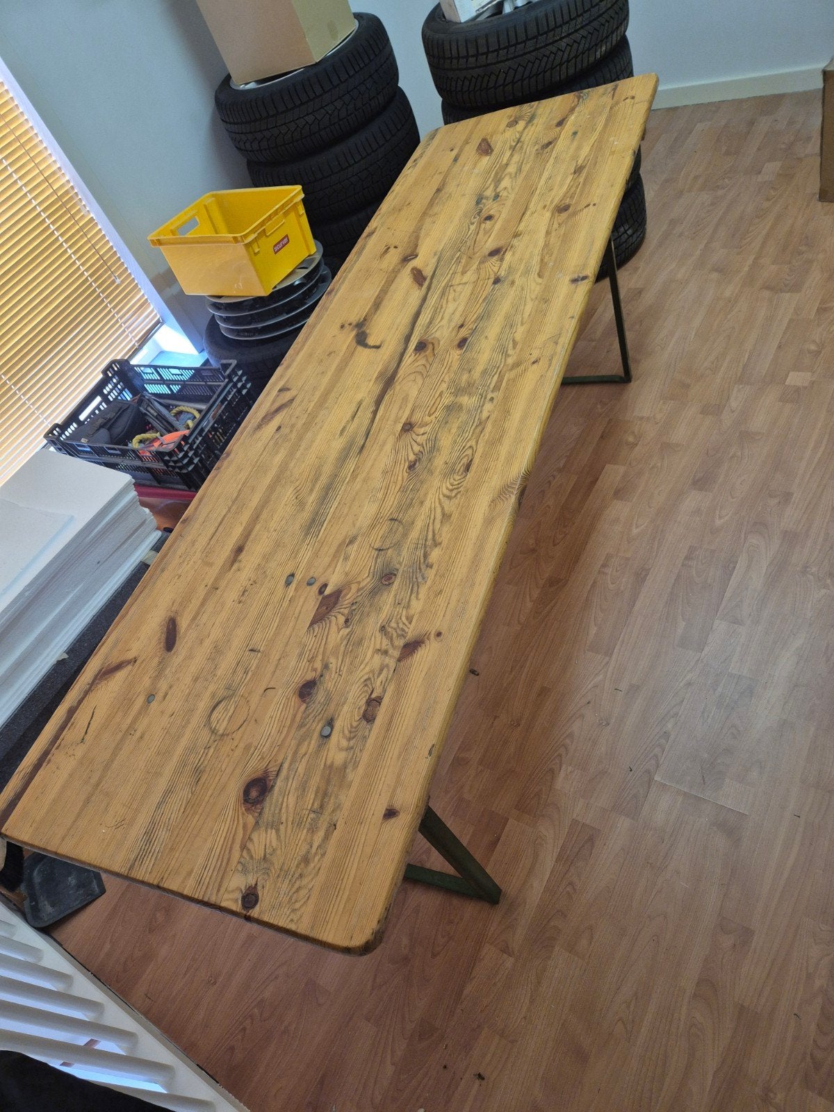 Biertafel Hout - 218x69cm, Ophalen, Gebruikt, Rechthoekig, Hout