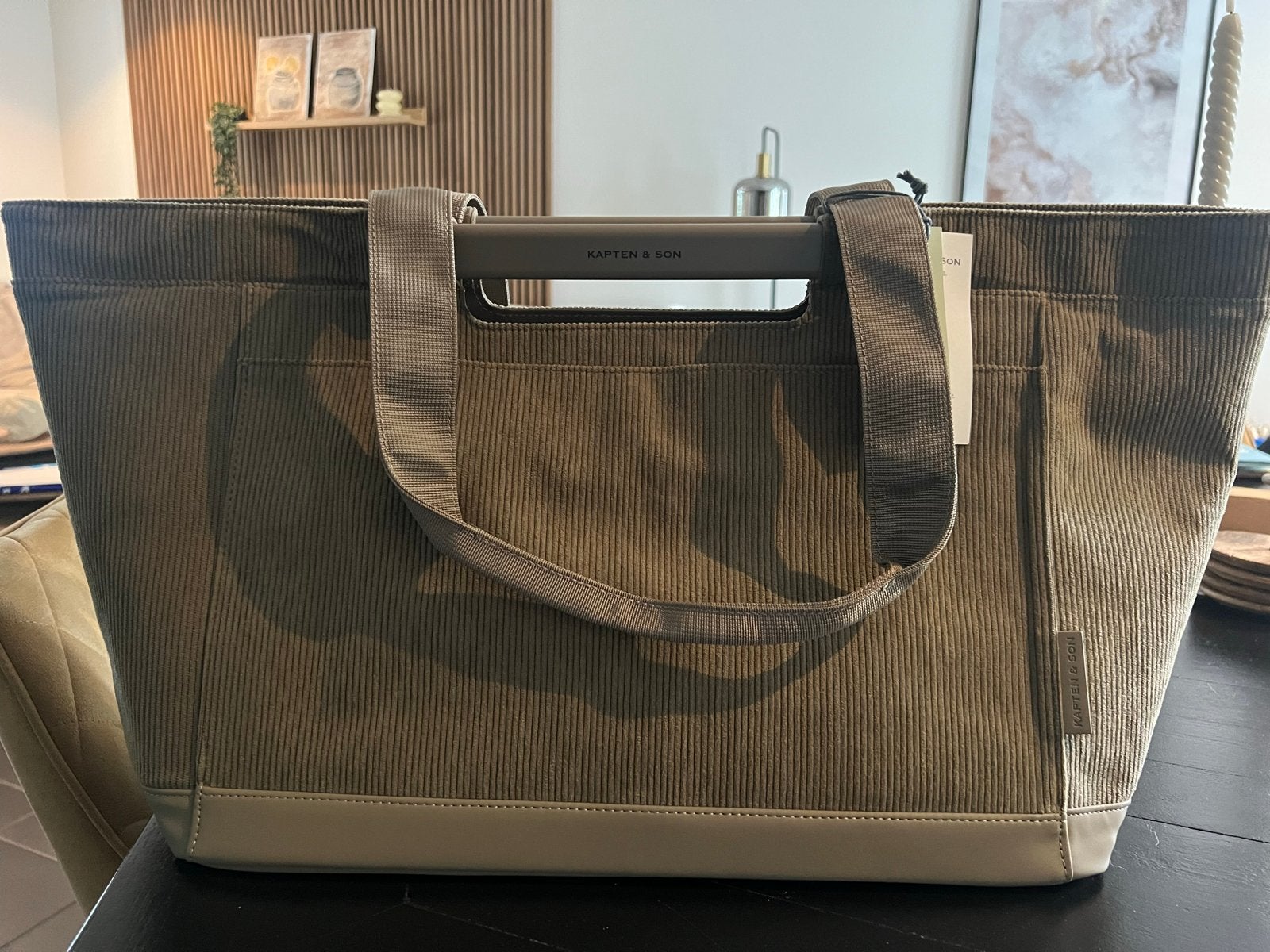 Kapten & Son Vaasa Shopping Basket Cord Dusty Khaki, Verzenden, Nieuw, Groen, Shopper