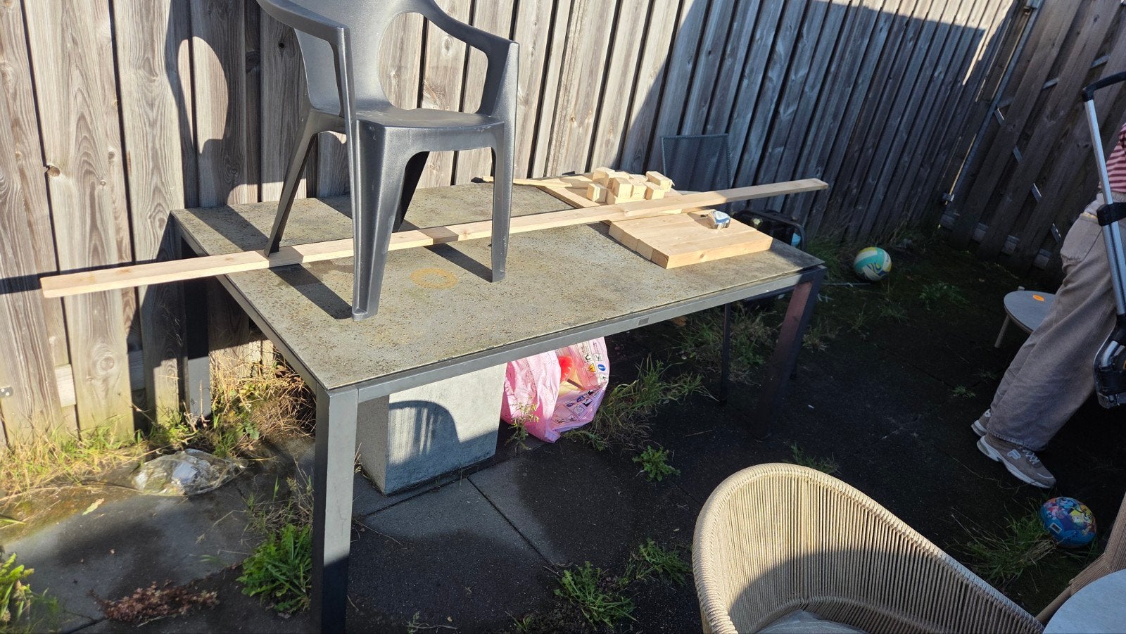 Tuinset: Tafel en Stoelen voor Buiten, Ophalen of Verzenden, Gebruikt, Rechthoekig, Metaal