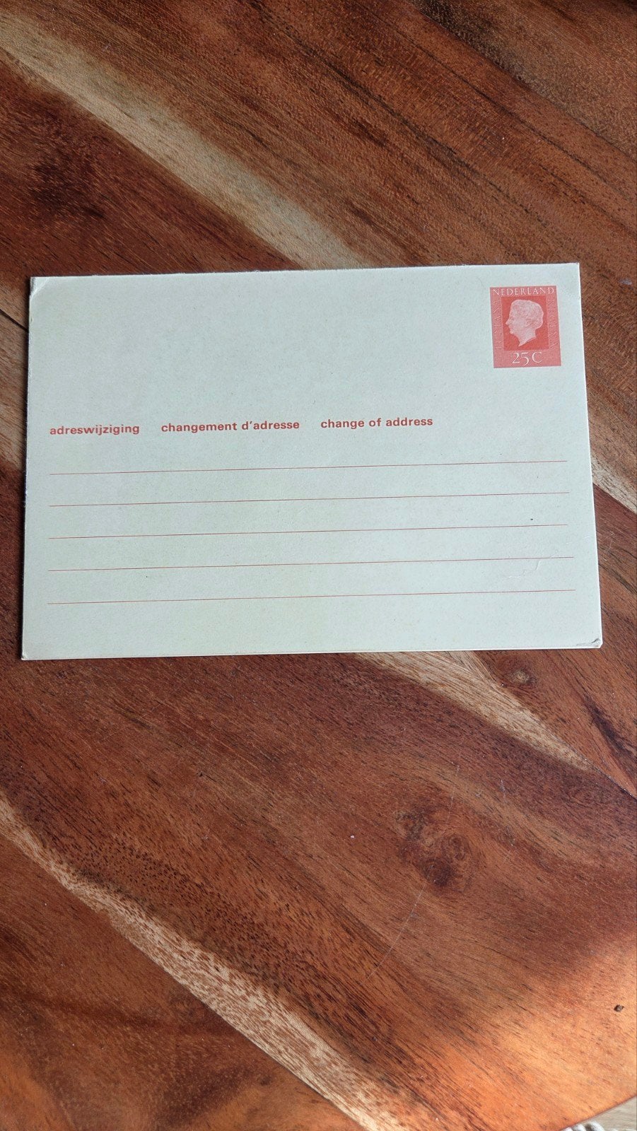 Adreswijzigingskaart Nederland 25C - Ongelopen, Verzamelen, Ophalen, 1960 tot 1980, Ongelopen, Zuid-Holland