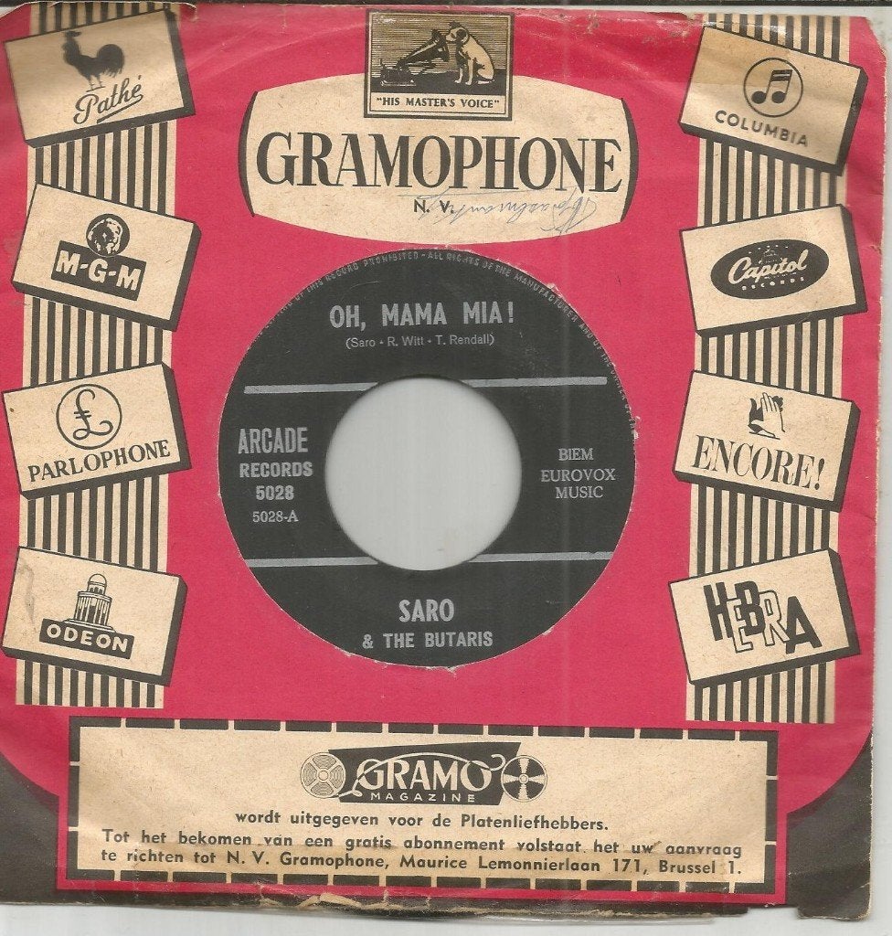 Saro & The Butaris – Oh, Mama Mia ! (1967), Gebruikt, 7 inch, Pop, Beschermende buitenhoes
