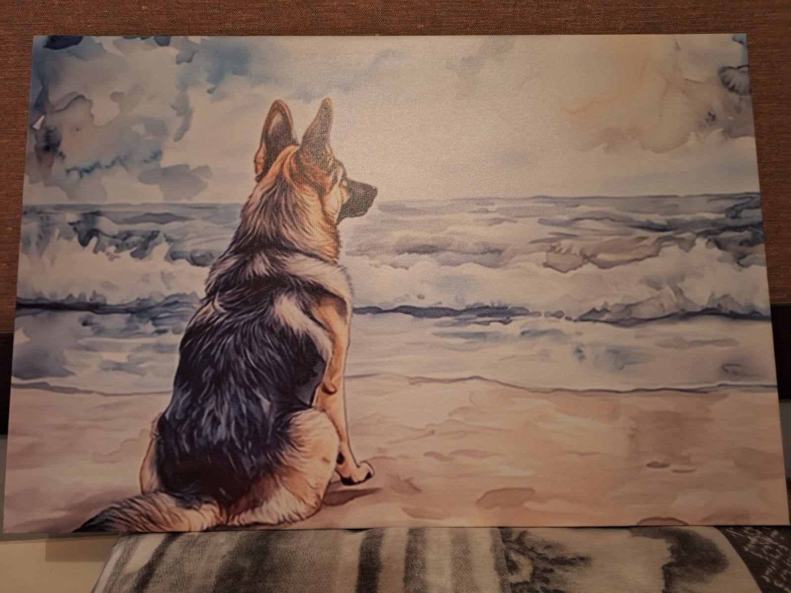 zgan canvasdoek duitse herder 40 x 60 cm, Ophalen, Zo goed als nieuw, Schilderij, 5 – 50