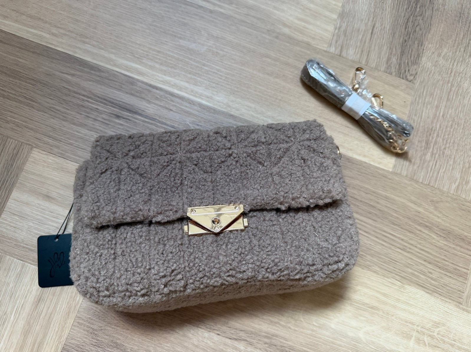 Handtas Teddy Beige Bruin Stof Tasje Tas Dames, Sieraden, Tassen en Uiterlijk, Tassen | Damestassen, Ophalen of Verzenden, Zo goed als nieuw