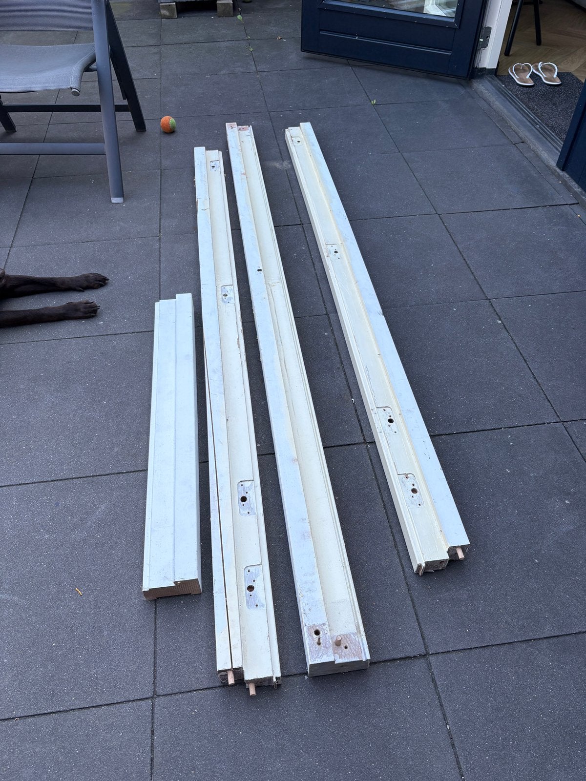 Hardhouten kozijnbalken, Doe-het-zelf en Verbouw, Hout en Planken, Ophalen, Gebruikt, Balk